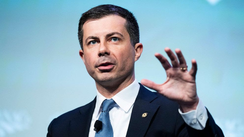  Transportation Secretary Pete Buttigieg speaks during The National Association of Counties (NACo) 2023 Legislative Conference, Feb. 13, 2023.